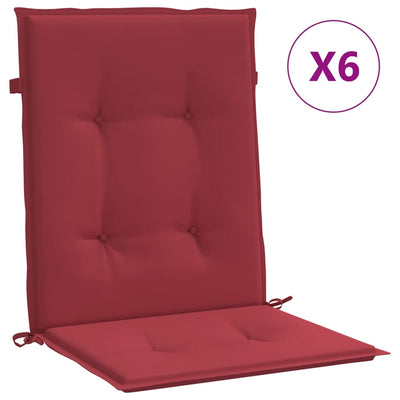 Coussins de chaise de jardin vidaxl 6 pcs 100x50x3 cm oxford tissu vin rouge