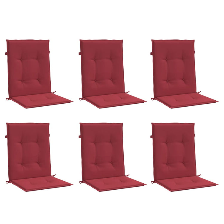 Coussins de chaise de jardin vidaxl 6 pcs 100x50x3 cm oxford tissu vin rouge