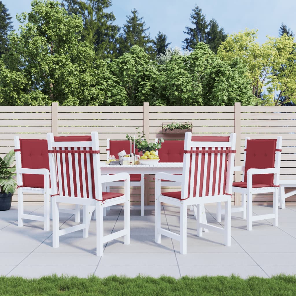 Coussins de chaise de jardin vidaxl 6 pcs 100x50x3 cm oxford tissu vin rouge