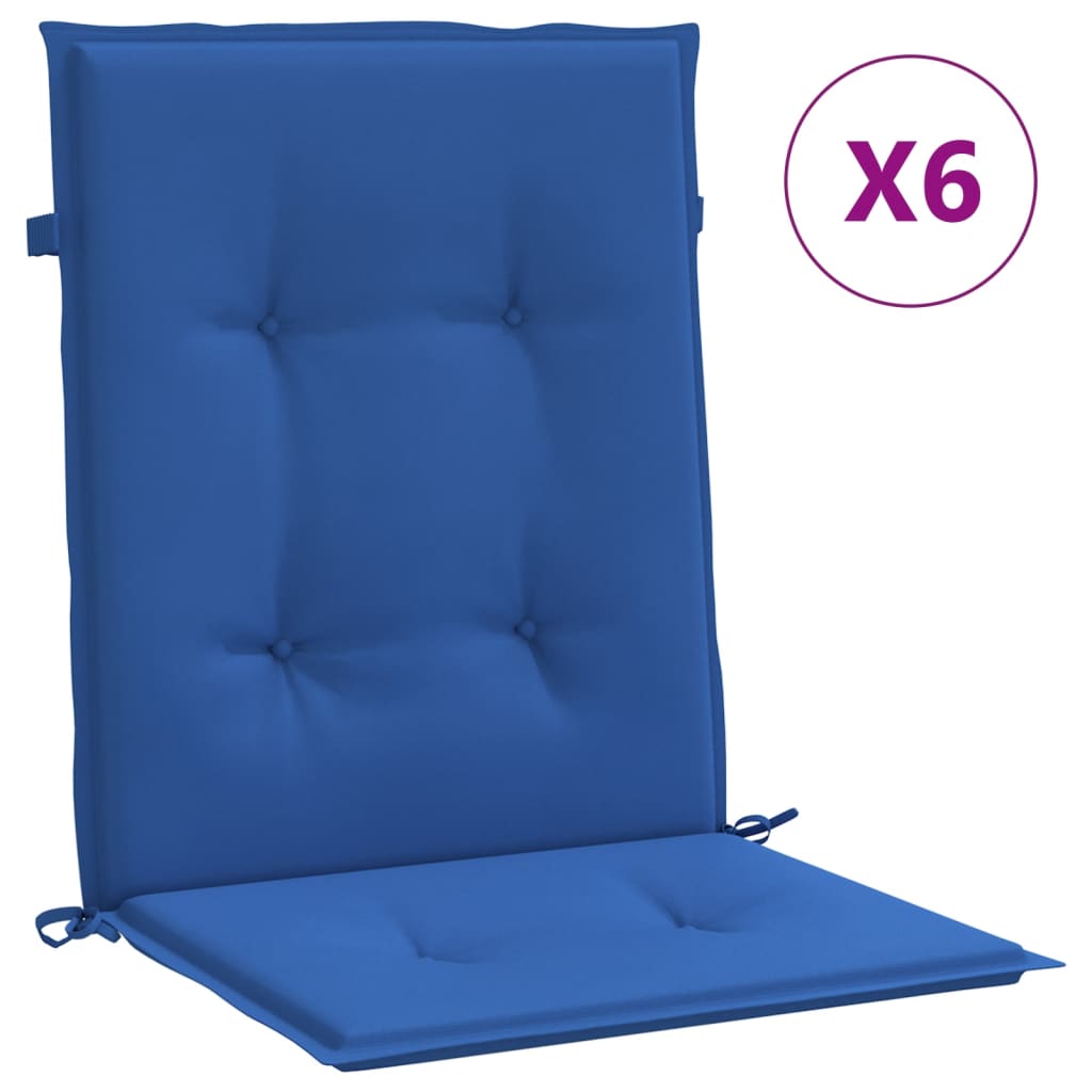 Coussins de chaise de jardin vidaxl 6 pcs 100x50x3 cm oxford tissu royal bleu