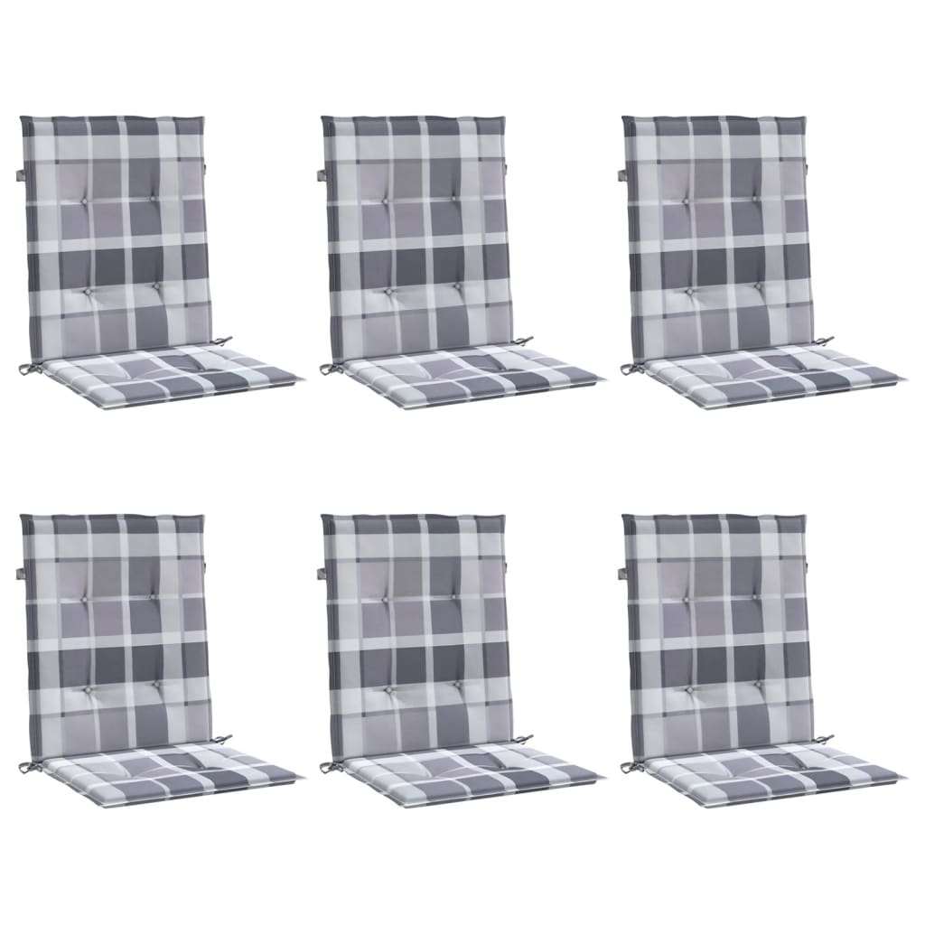 Coussins de chaise de jardin vidaxl 6 pcs 100x50x3 cm oxford tissu diamant motif gris