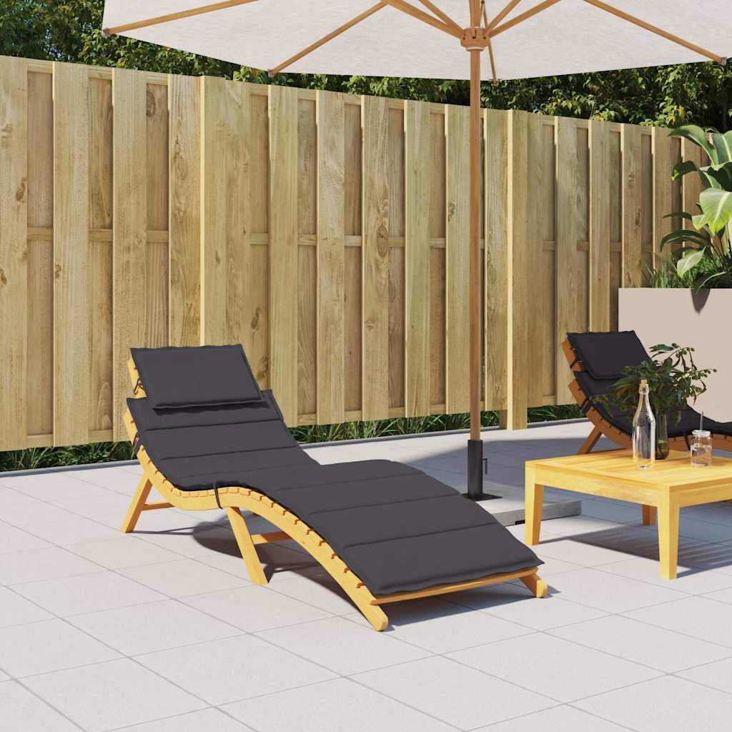 Vidaxl Lounger Cushion 186x58x3 cm Oxford tissu noir