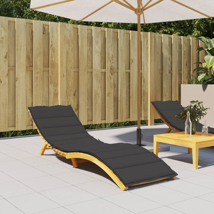 Vidaxl Lounger Cushion 200x70x3 cm Oxford tissu noir