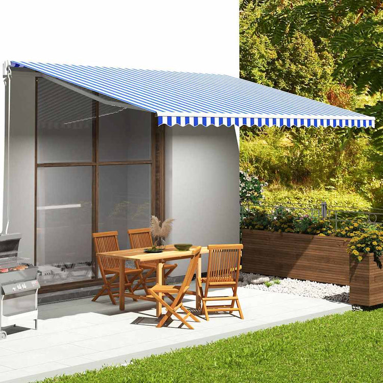 Tissu de remplacement de Vidaxl pour Luifel 5x3,5 m bleu et blanc