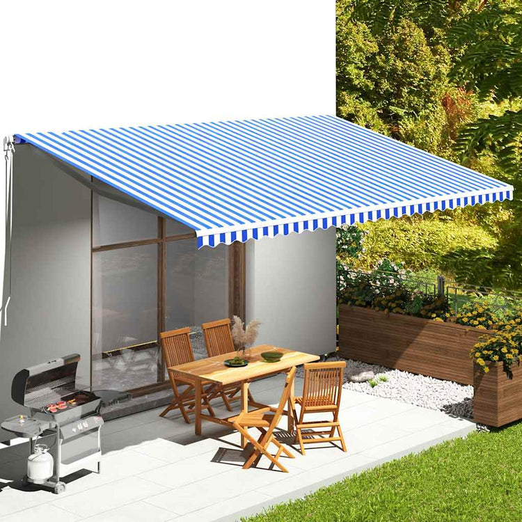 Tissu de remplacement de Vidaxl pour Luifel 6x3,5 m bleu et blanc