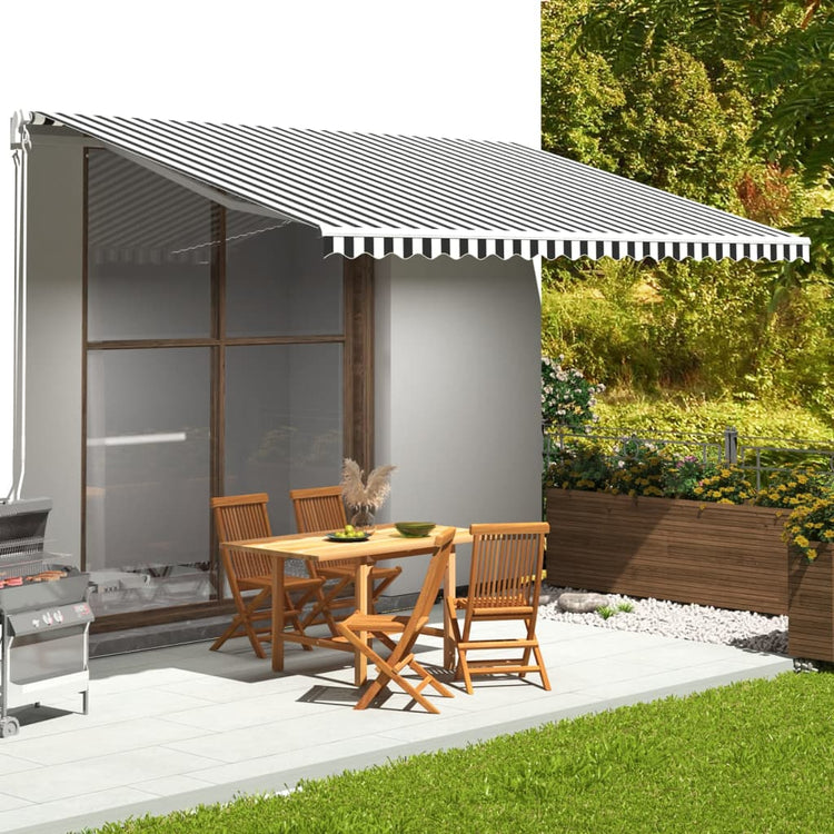 Tissu de remplacement de Vidaxl pour Luifel 5x3 M anthracite -colore et blanc