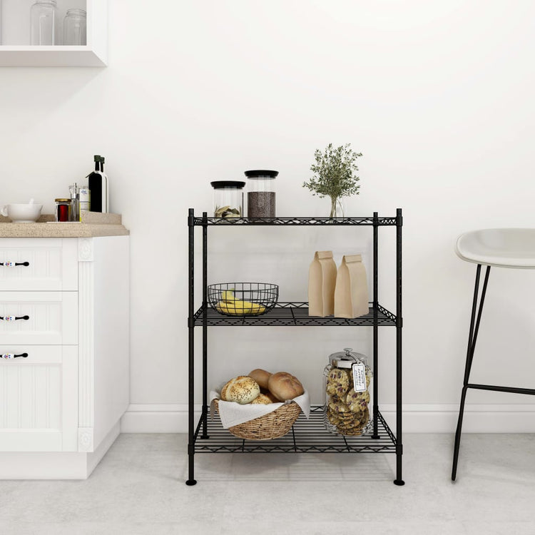 Rack de stockage Vidaxl 3 couches 150 kg 60x35x76 cm noir