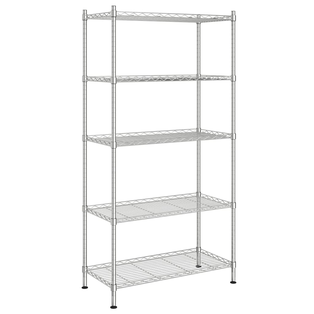 Rack de stockage Vidaxl 5 couches 250 kg 90x35x180 cm de couleur chromée