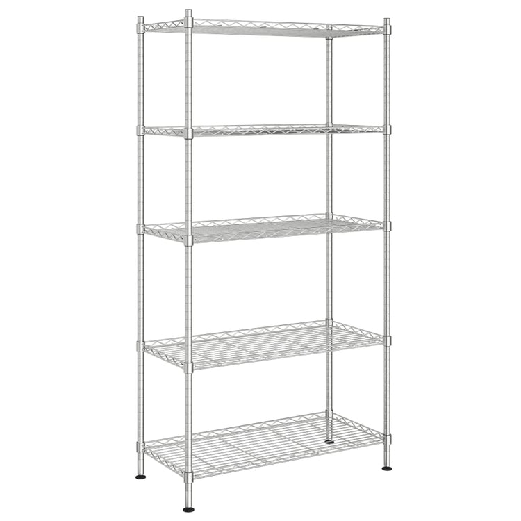 Rack de stockage Vidaxl 5 couches 250 kg 90x35x180 cm de couleur chromée