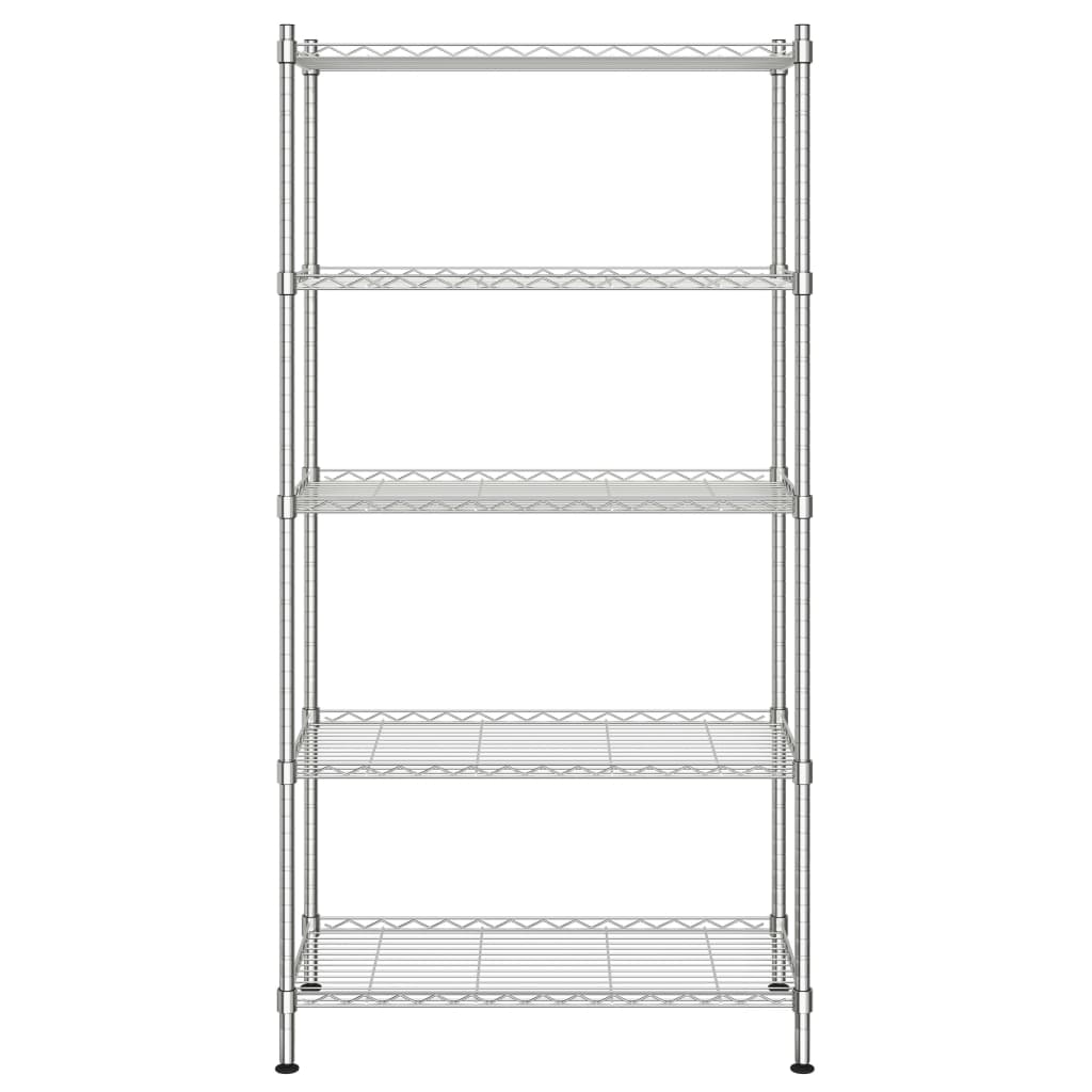 Rack de stockage Vidaxl 5 couches 250 kg 90x35x180 cm de couleur chromée