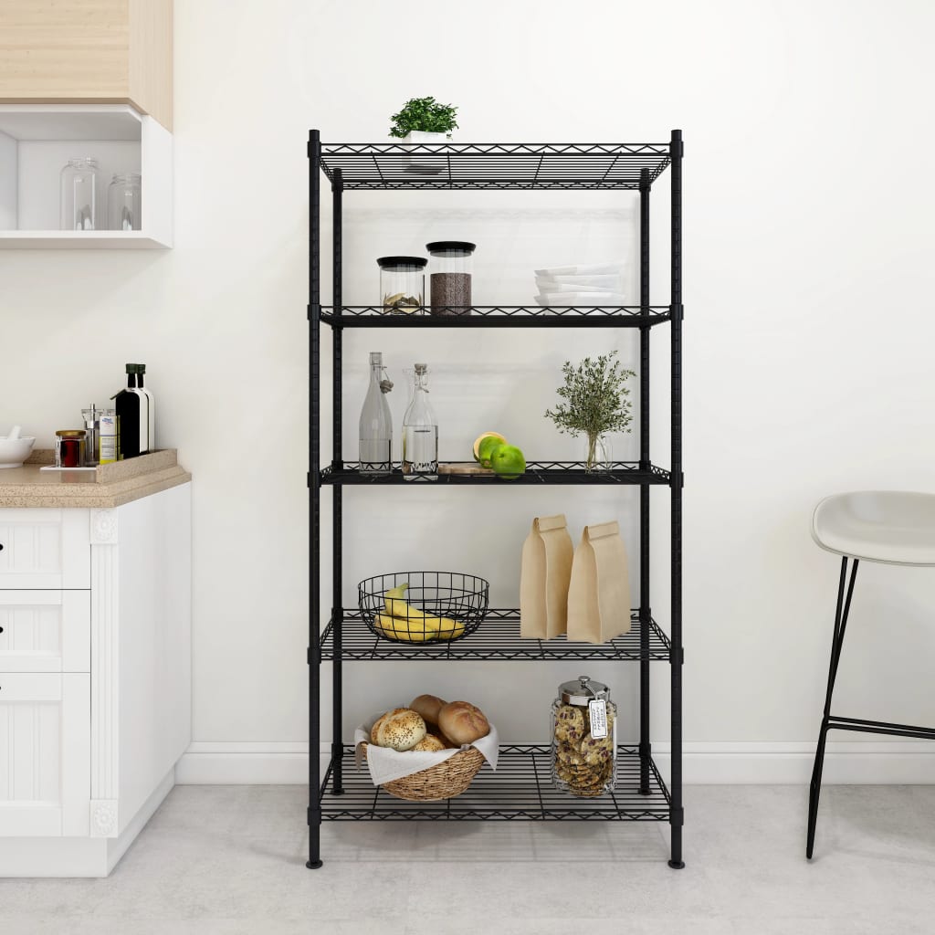 Rack de stockage Vidaxl 5 couches 250 kg 90x35x180 cm noir