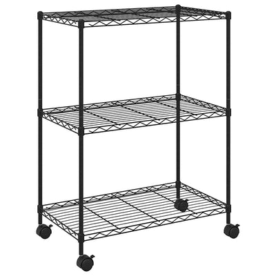Rack de stockage Vidaxl avec roues 3 couches 60x35x81 cm 150 kg de noir