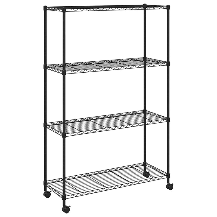 Rack de stockage Vidaxl 4 couches avec roues 200 kg 90x35x142 cm noir