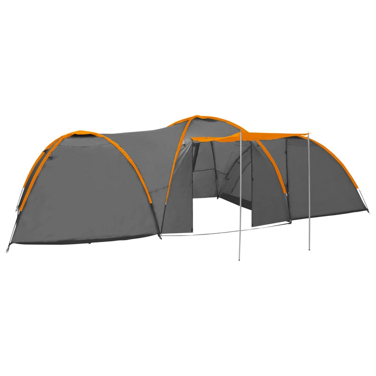 Vidaxl iglotent 8 personne 650x240x190 cm gris et orange