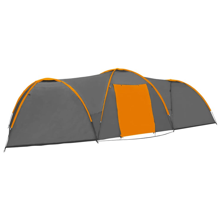 Vidaxl iglotent 8 personne 650x240x190 cm gris et orange