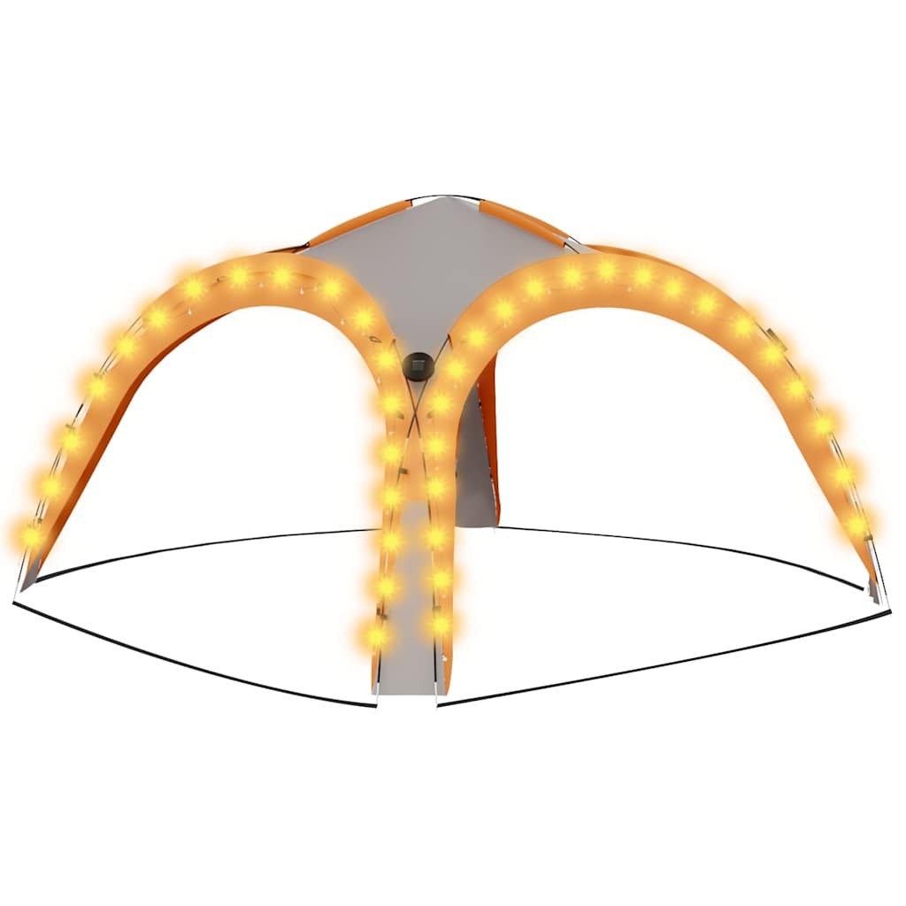 Tente de fête Vidaxl avec LED et 4 murs latéraux 3,6x3,6x2,3 m gris et orange