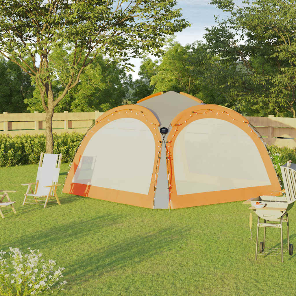 Tente de fête Vidaxl avec LED et 4 murs latéraux 3,6x3,6x2,3 m gris et orange