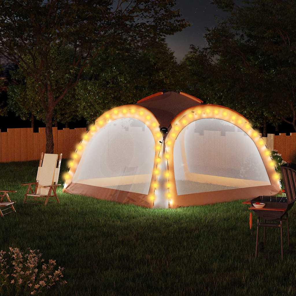 Tente de fête Vidaxl avec LED et 4 murs latéraux 3,6x3,6x2,3 m gris et orange
