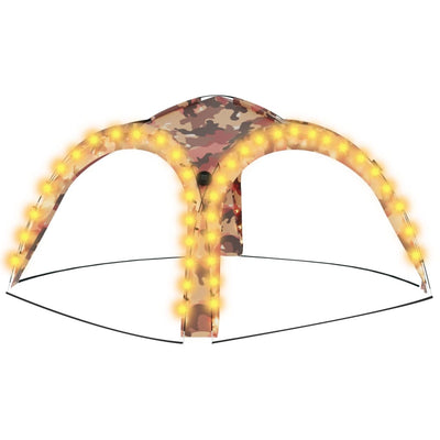 Tente de fête vidaxl avec LED et 4 murs latéraux 3,6x3,6x2,3 M Camouflage