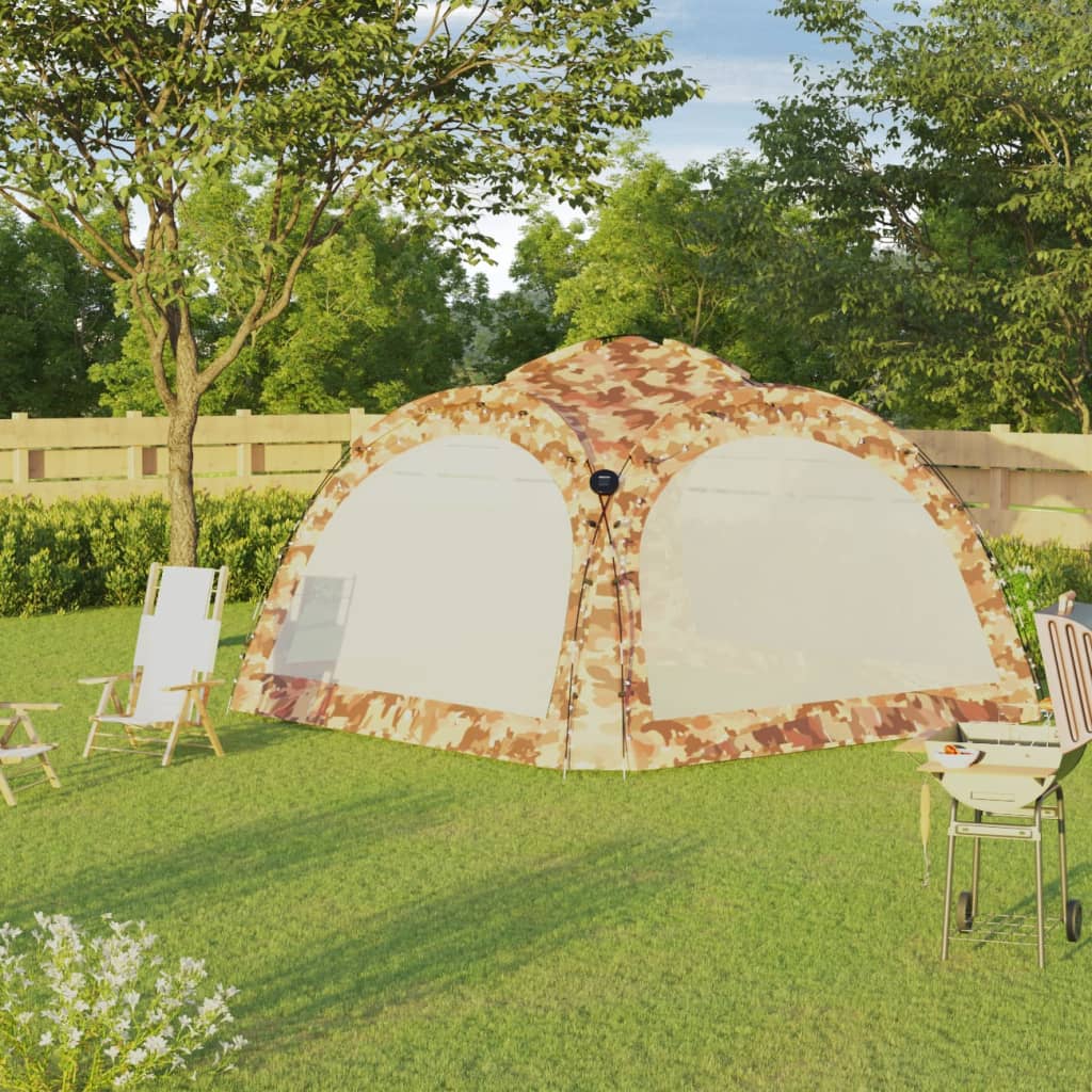 Tente de fête vidaxl avec LED et 4 murs latéraux 3,6x3,6x2,3 M Camouflage