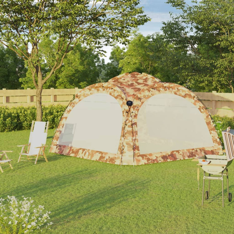 Tente de fête vidaxl avec LED et 4 murs latéraux 3,6x3,6x2,3 M Camouflage