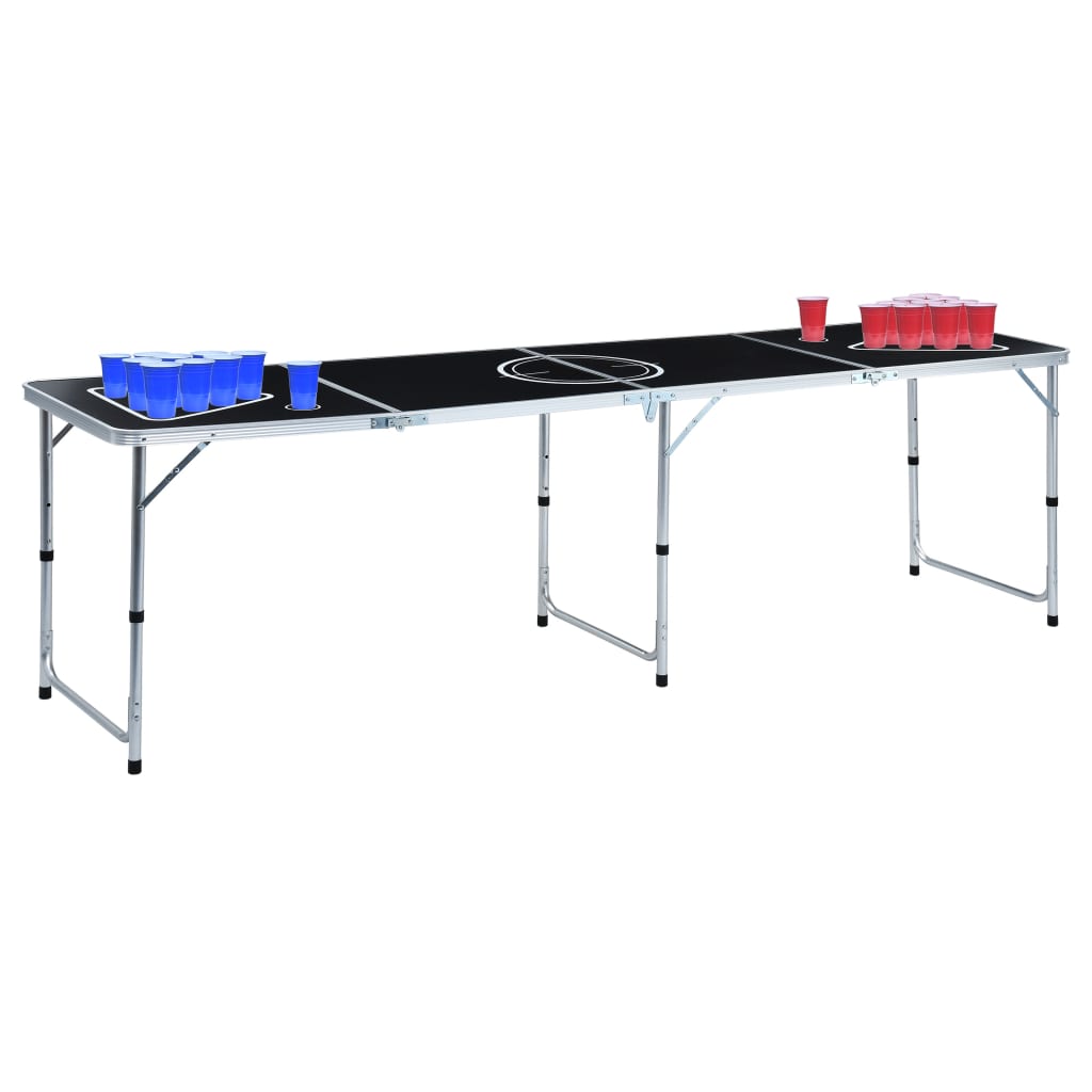 Table de Vidaxl Bier Pong avec tasses et balles pliantes 240 cm