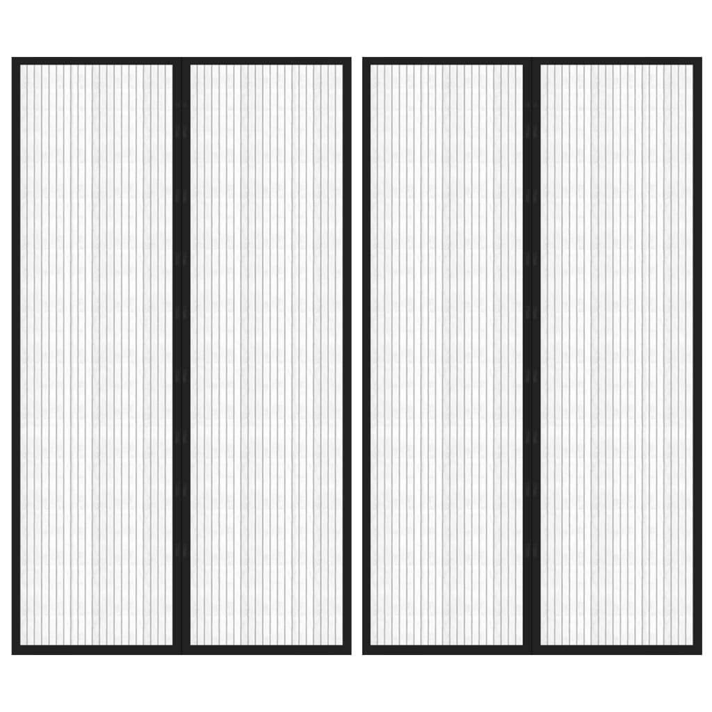 Rideaux de porte d'insectes vidaxl 2 pcs magnétique 200x80 cm noir