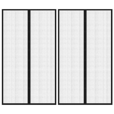 Rideaux de porte d'insectes vidaxl 2 pcs magnétique 200x80 cm noir
