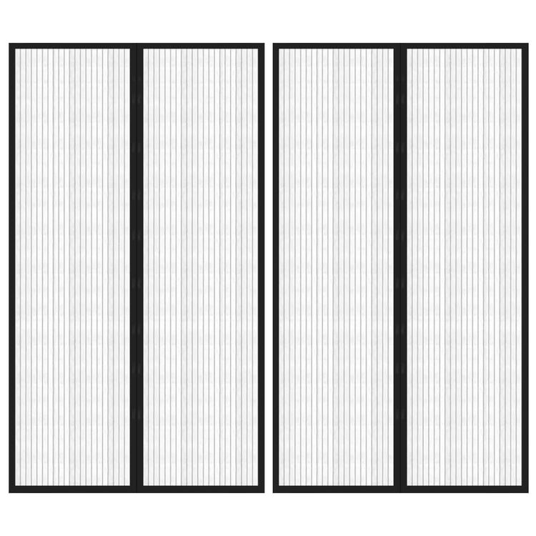 Rideaux de porte d'insectes vidaxl 2 pcs magnétique 200x80 cm noir