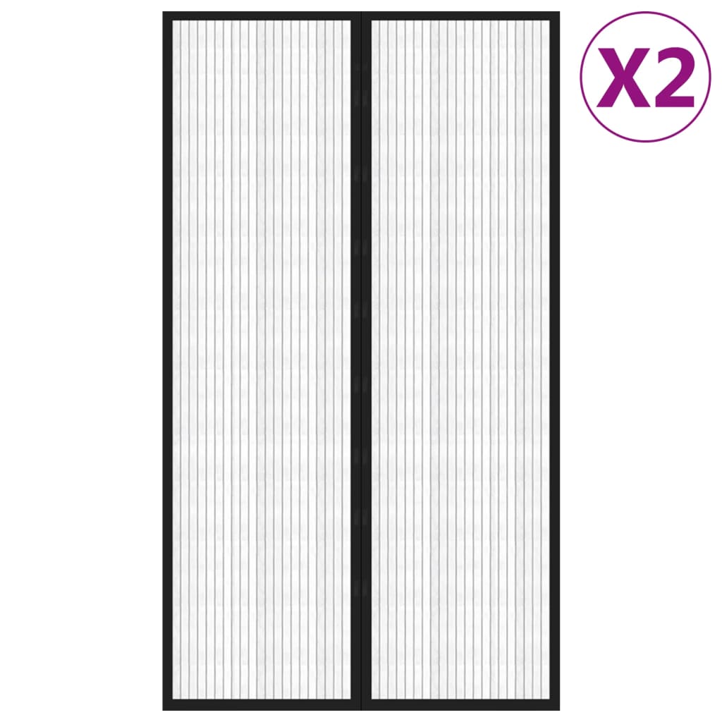 Rideaux de porte d'insectes vidaxl 2 pcs magnétique 200x80 cm noir
