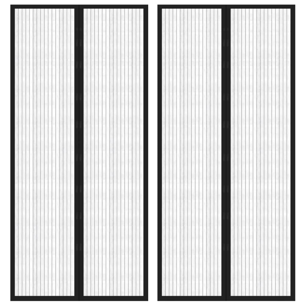 Rideaux de porte d'insectes vidaxl 2 pcs magnétiques 210x90 cm noir
