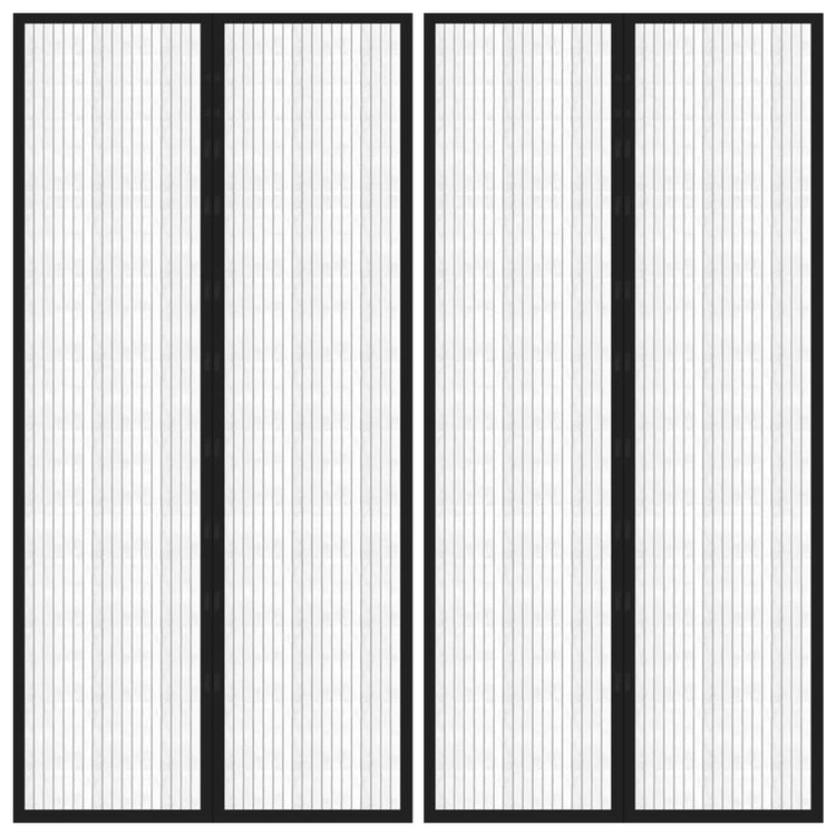 Rideaux de porte insecte vidaxl 2 pcs magnétiques 220x100 cm noirs