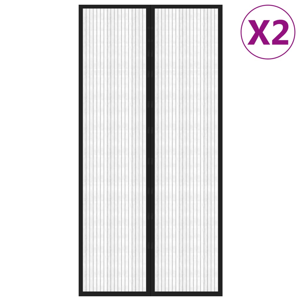 Rideaux de porte insecte vidaxl 2 pcs magnétiques 220x100 cm noirs