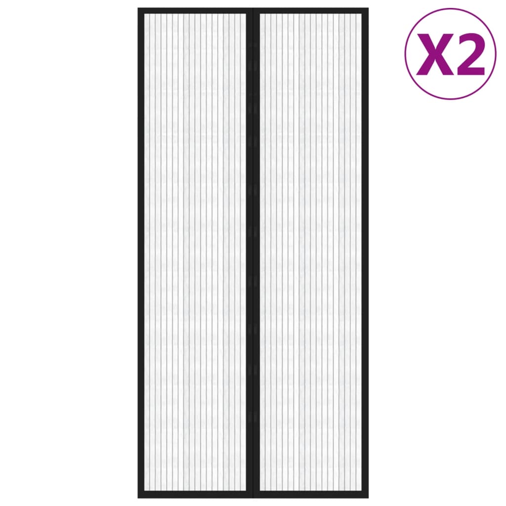 Rideaux de porte insecte vidaxl 2 pcs magnétiques 220x110 cm noirs