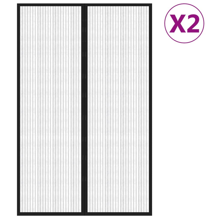Rideaux de porte insecte vidaxl 2 pcs magnétiques 220x130 cm noirs