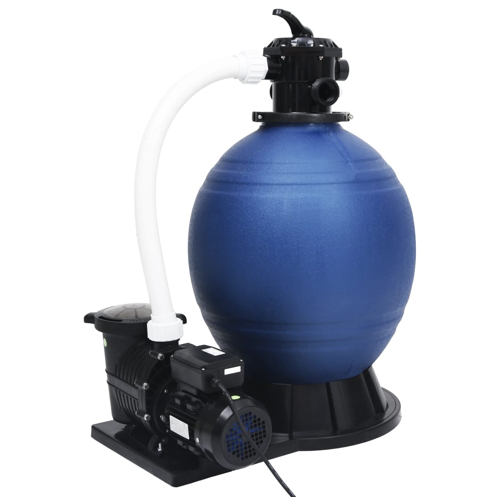 Filtre de sable Vidaxl avec 7 paramètres et 1000 W pompe bleu et noir
