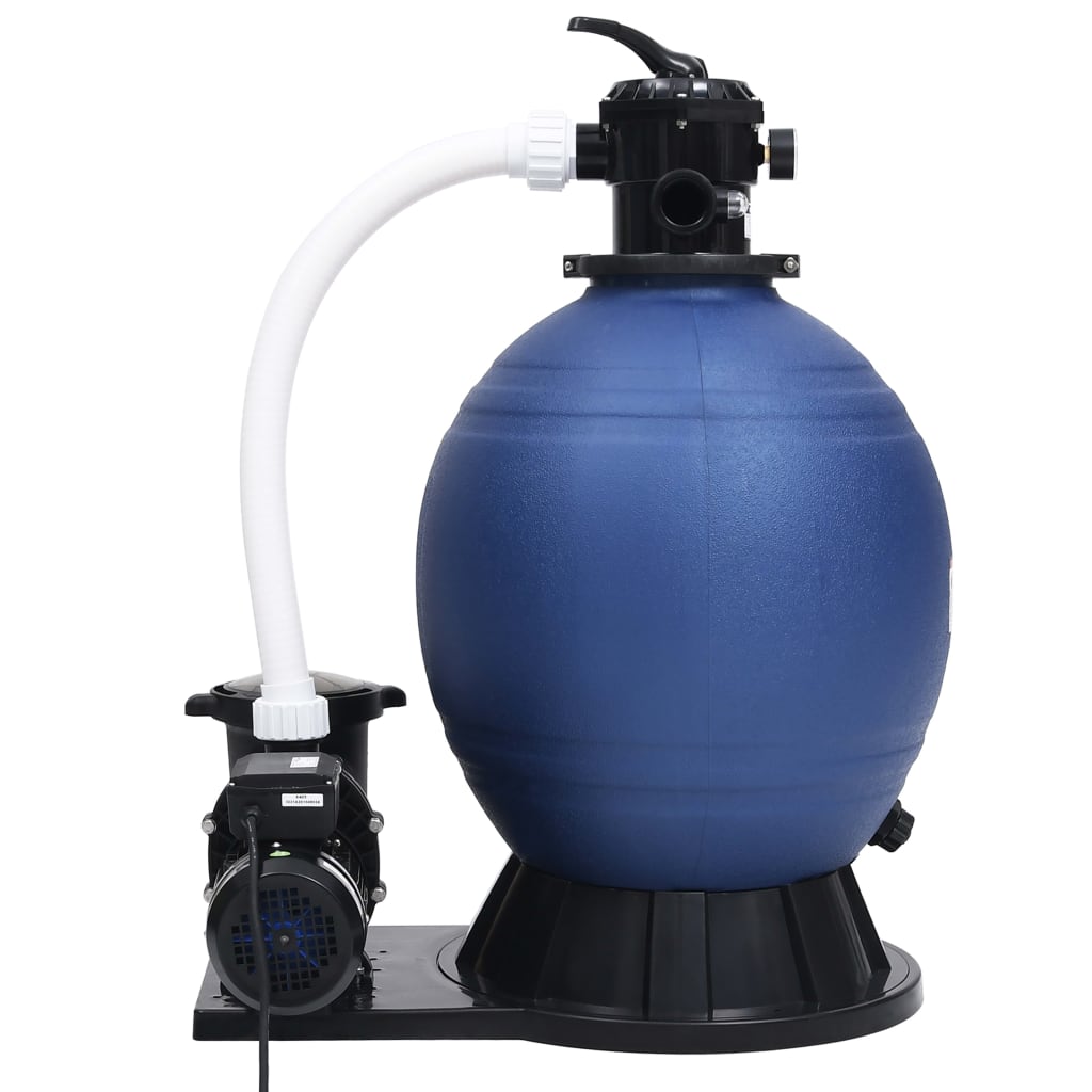 Filtre de sable Vidaxl avec 7 paramètres et 1000 W pompe bleu et noir