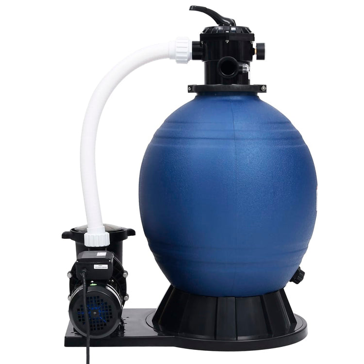 Filtre de sable Vidaxl avec 7 paramètres et 1000 W pompe bleu et noir