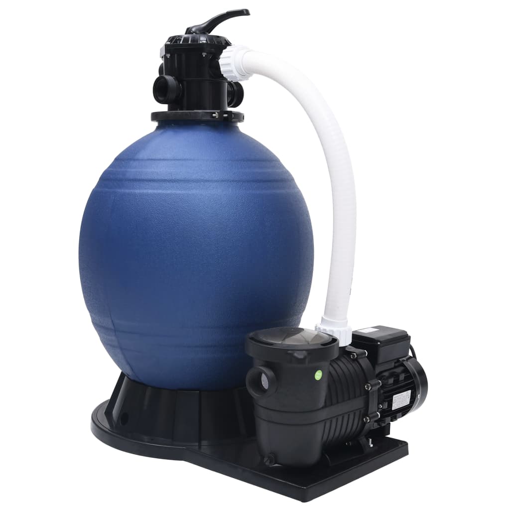 Filtre de sable Vidaxl avec 7 paramètres et 1000 W pompe bleu et noir