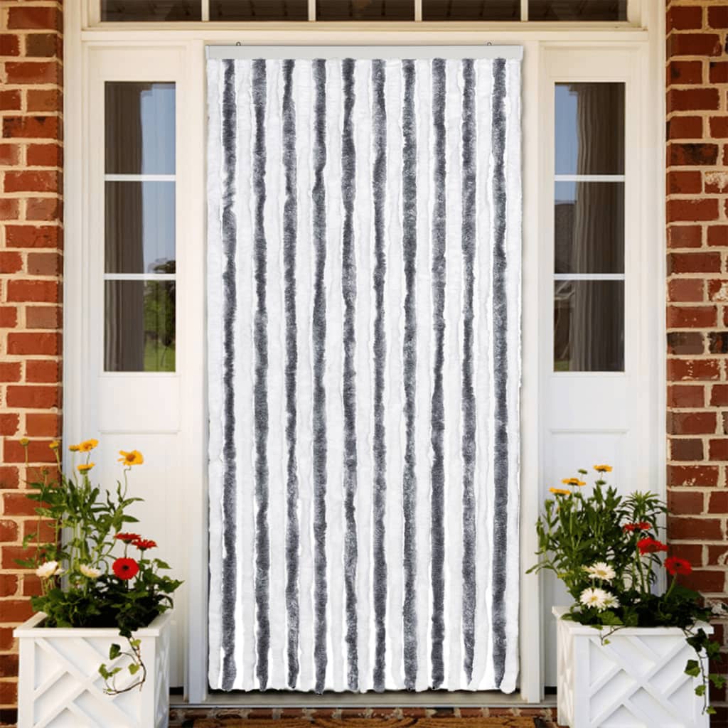Vidaxl Fly Curtain 90x200 cm CHENILLE GREN ET BLANC
