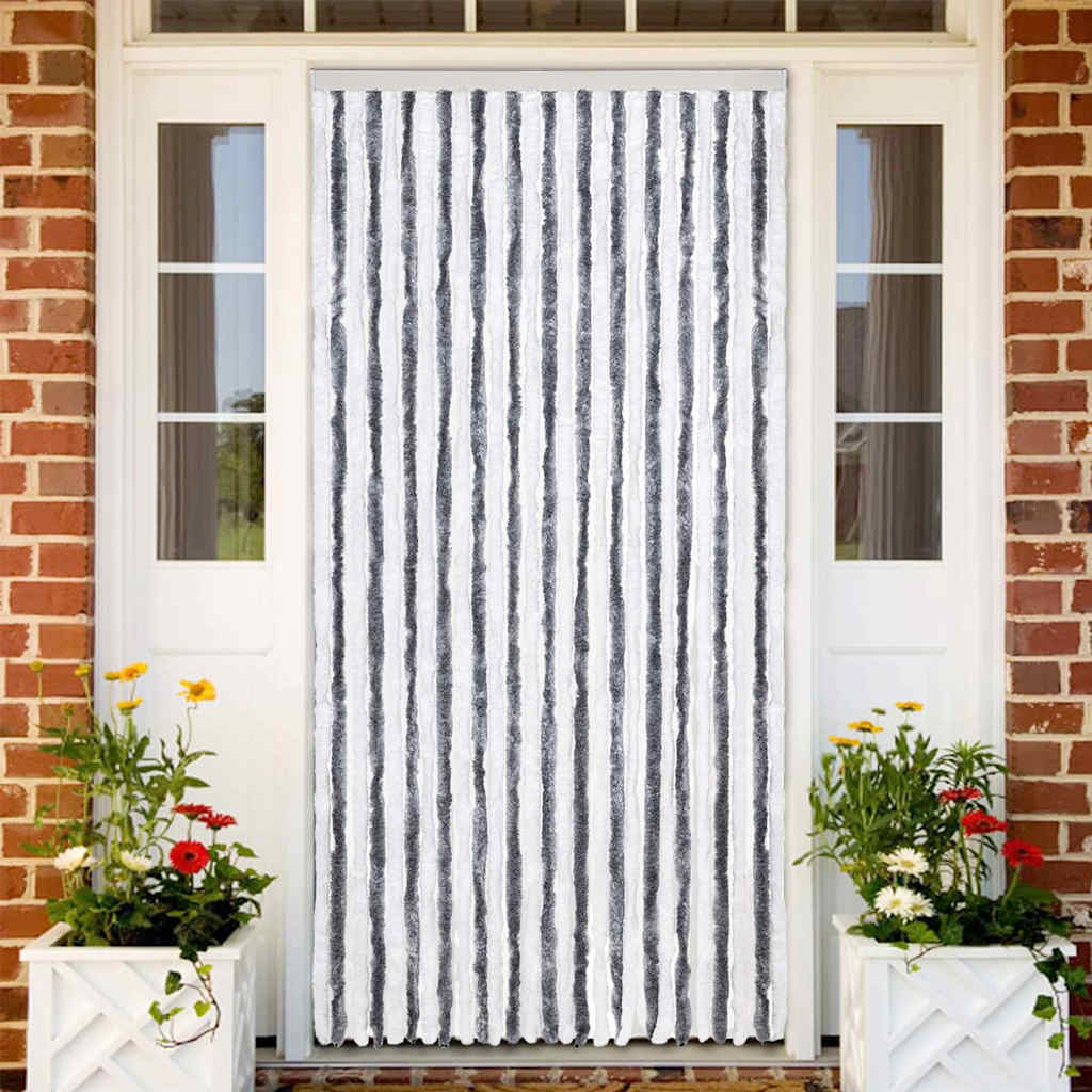 Vidaxl Fly Curtain 118x220 cm CHENILLE GREN ET BLANC