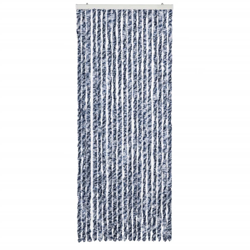 Vidaxl Fly Curtain 56x200 cm CHENILLE BLEU ET BLANC