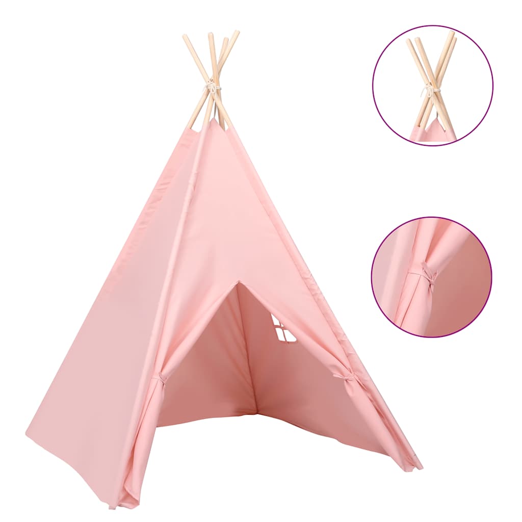 VidaXL tente tipi pour enfants avec sac 120x120x150 cm peau de pêche rose