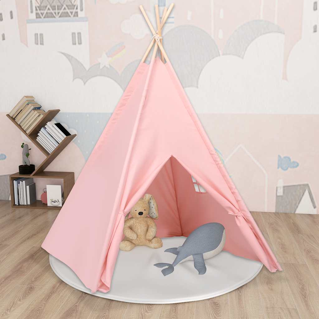 VidaXL tente tipi pour enfants avec sac 120x120x150 cm peau de pêche rose