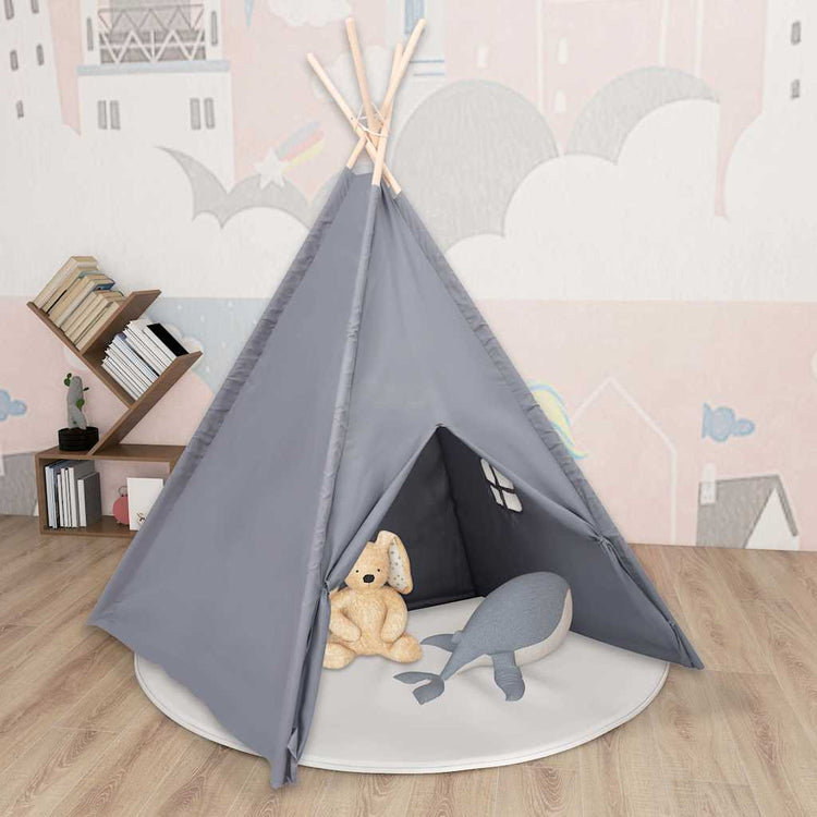 VidaXL tente tipi pour enfants avec sac 120x120x150 cm gris peau de pêche