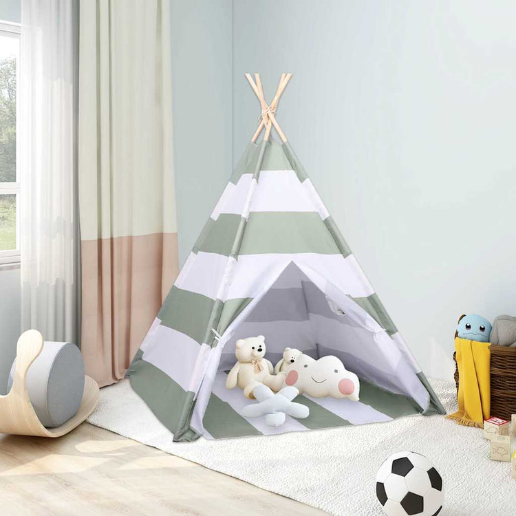 VidaXL tente enfant gris et blanc 120 x 120 x 150 cm bois de pin massif