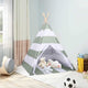 VidaXL tente enfant gris et blanc 120 x 120 x 150 cm bois de pin massif