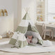 VidaXL tente enfant gris et blanc 120 x 120 x 150 cm bois de pin massif