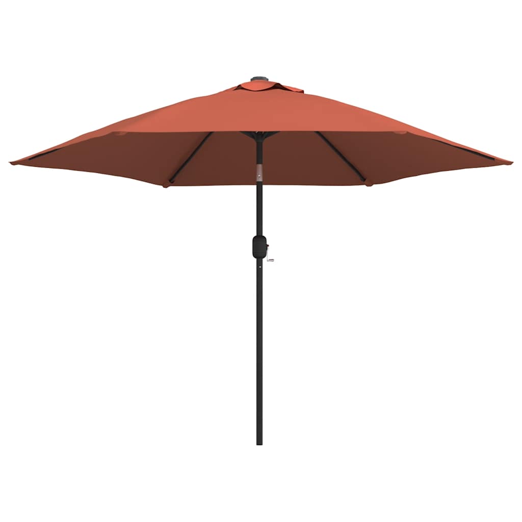 Parasol vidaxl avec éclairage LED et poteau en acier 300 cm en terre cuite