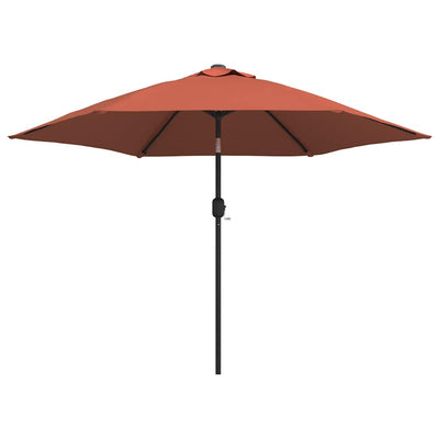 Parasol vidaxl avec éclairage LED et poteau en acier 300 cm en terre cuite
